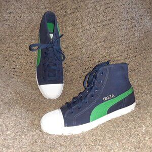 PUMA-Ibiza-High-Hi Tops-Sneakers-Unisex-Navy/Green-Size 39-7 Men-9 Women-NEW